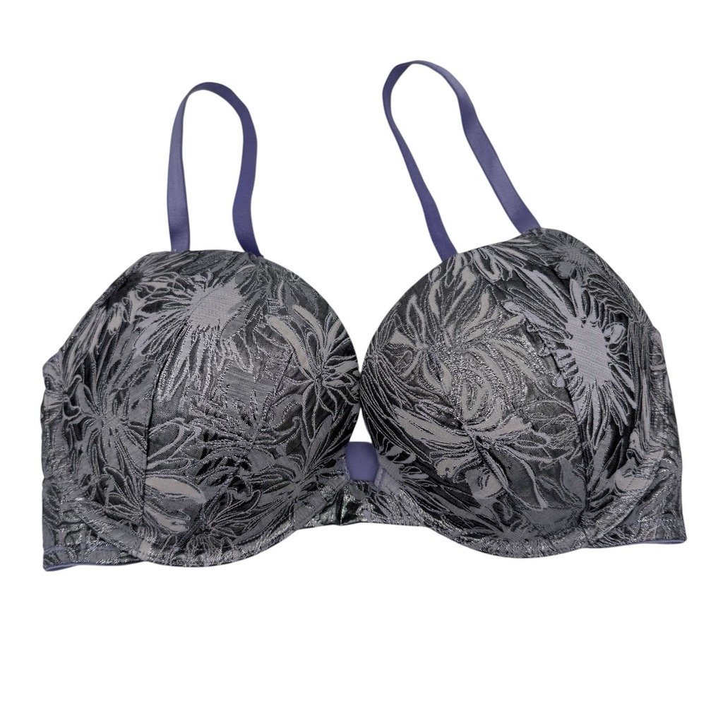 Victoria's Secret Bra Dream Angels Size 34DD Metallic Silver Purple Padded